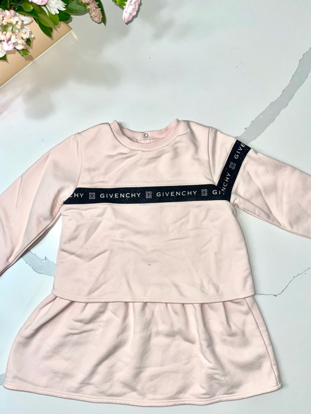 Givenchy Light Pink Girls' Logo-Trim Sweatshirt Dress